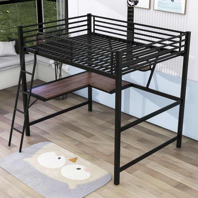 Mason Marbles Sutherland Kids Full Size Metal and Wood Loft Bed with Desk and Shelf Wayfair Vanities